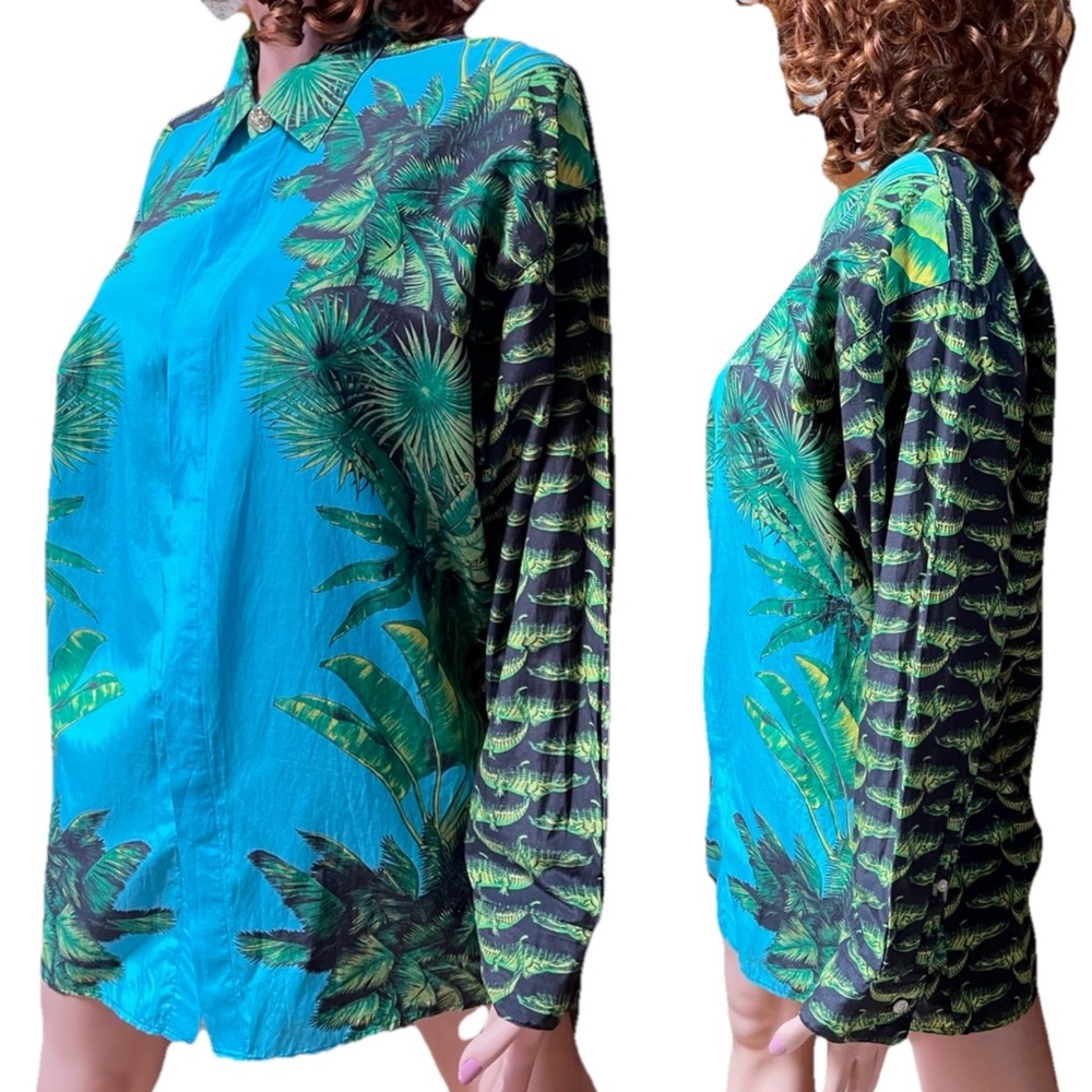 VERSACE  for H&M 2011 Collectible MIAMI Tropical Status Print SHIRT Medium EUC - Picture 6 of 16